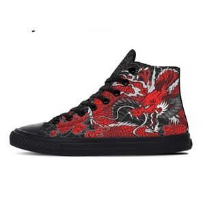 RAAD Unisex Dragon Print High-Top Sneakers